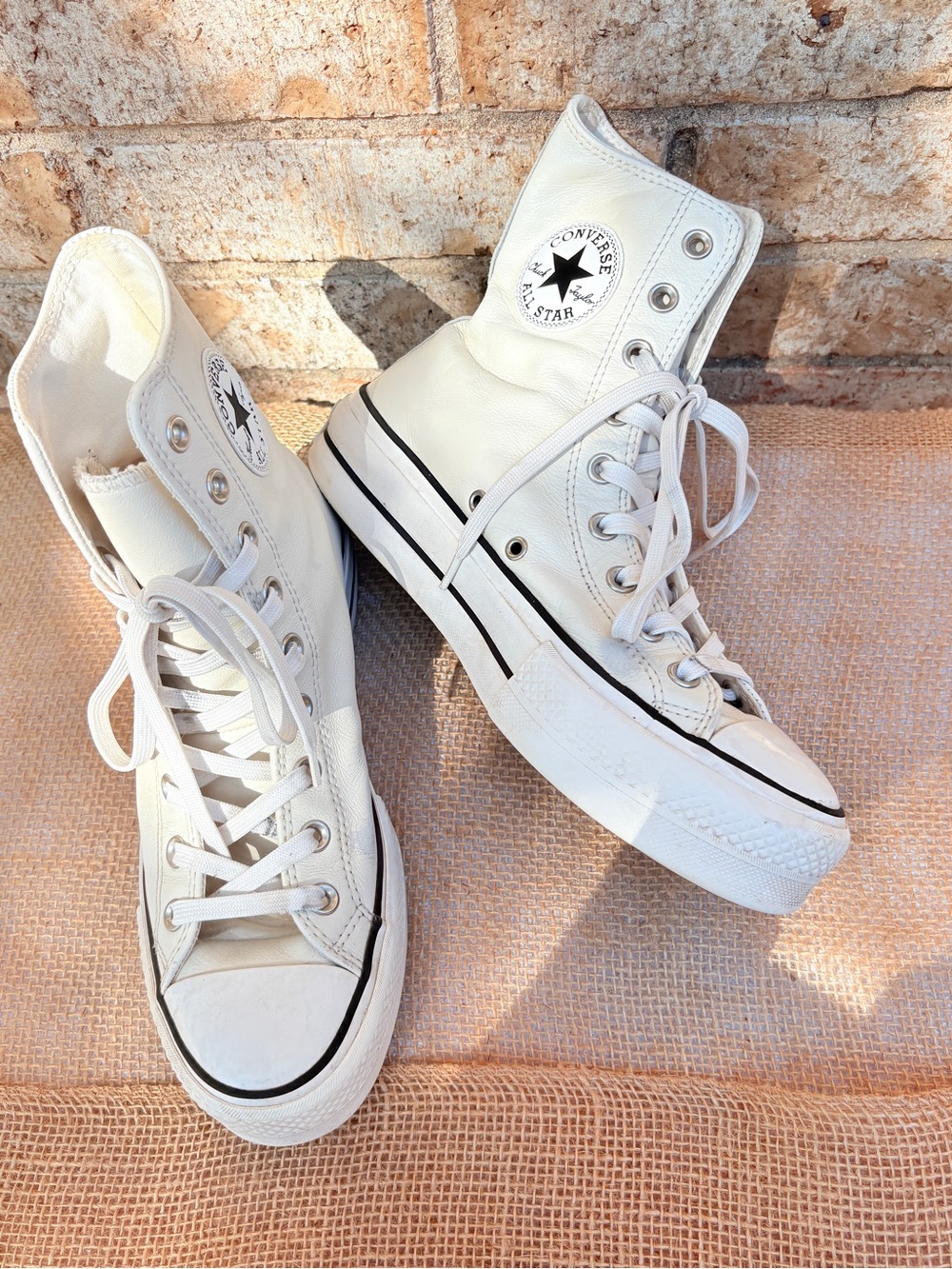 Converse White High Top Platform Sneakers